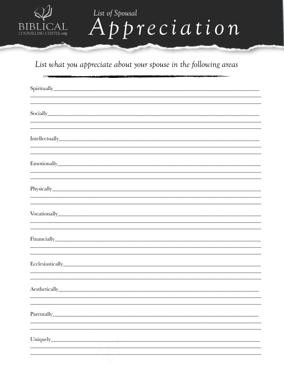 First page of Appreciation List