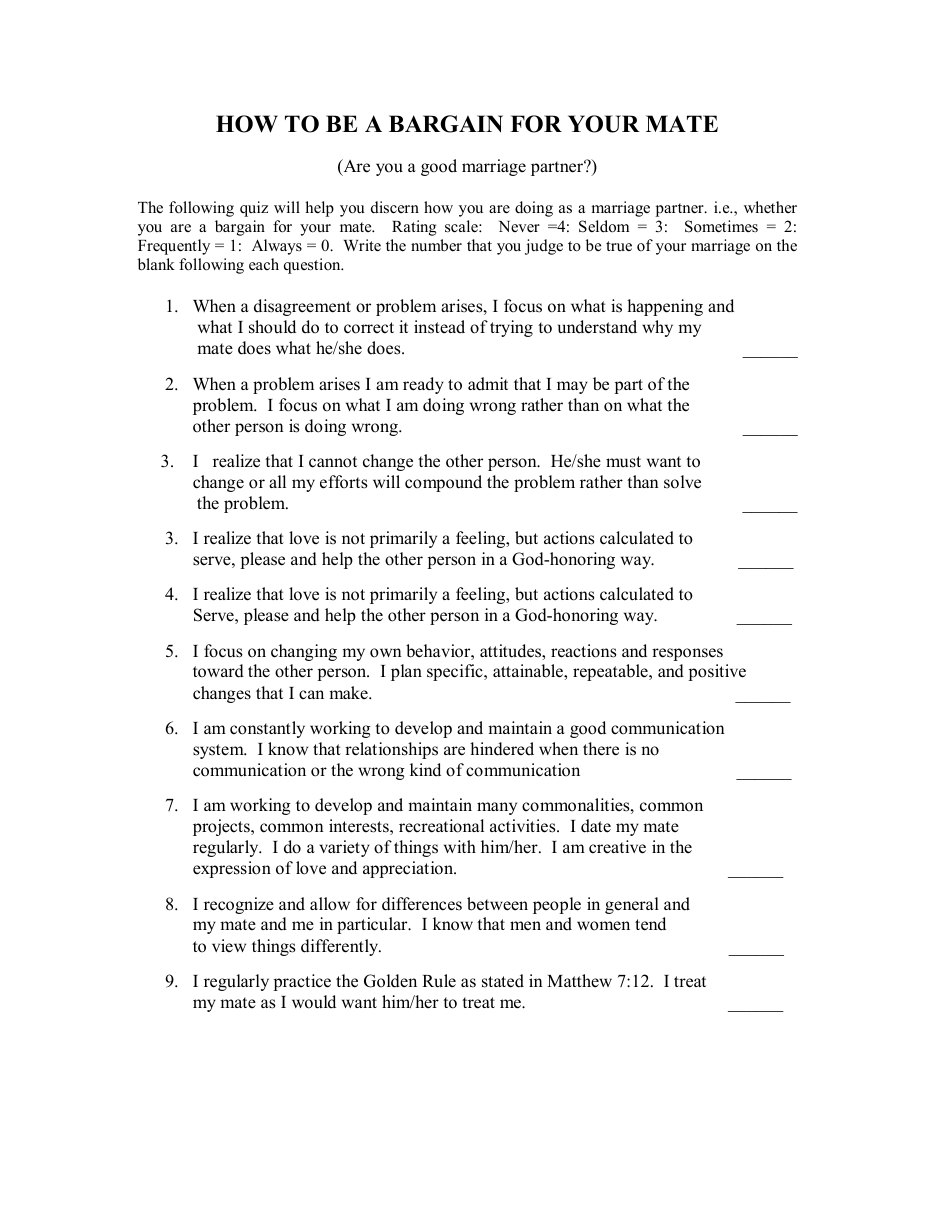 First page of How to Be a Bargain for Your Mate