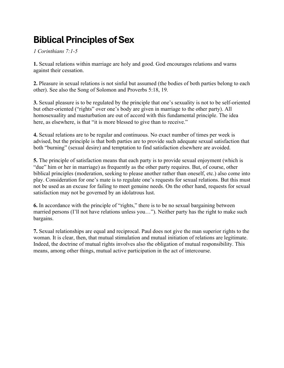 First page of Biblical Principles of Sex