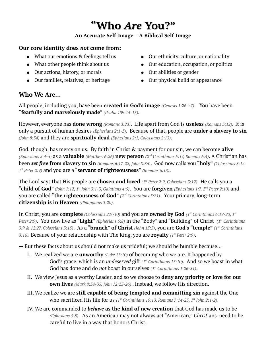 First page of A Biblical View of Self