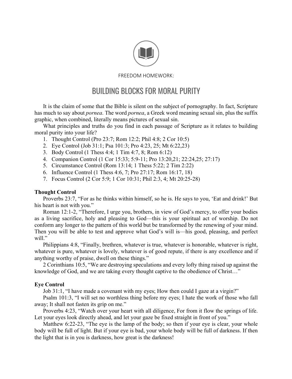 First page of Building Blocks for Moral Purity