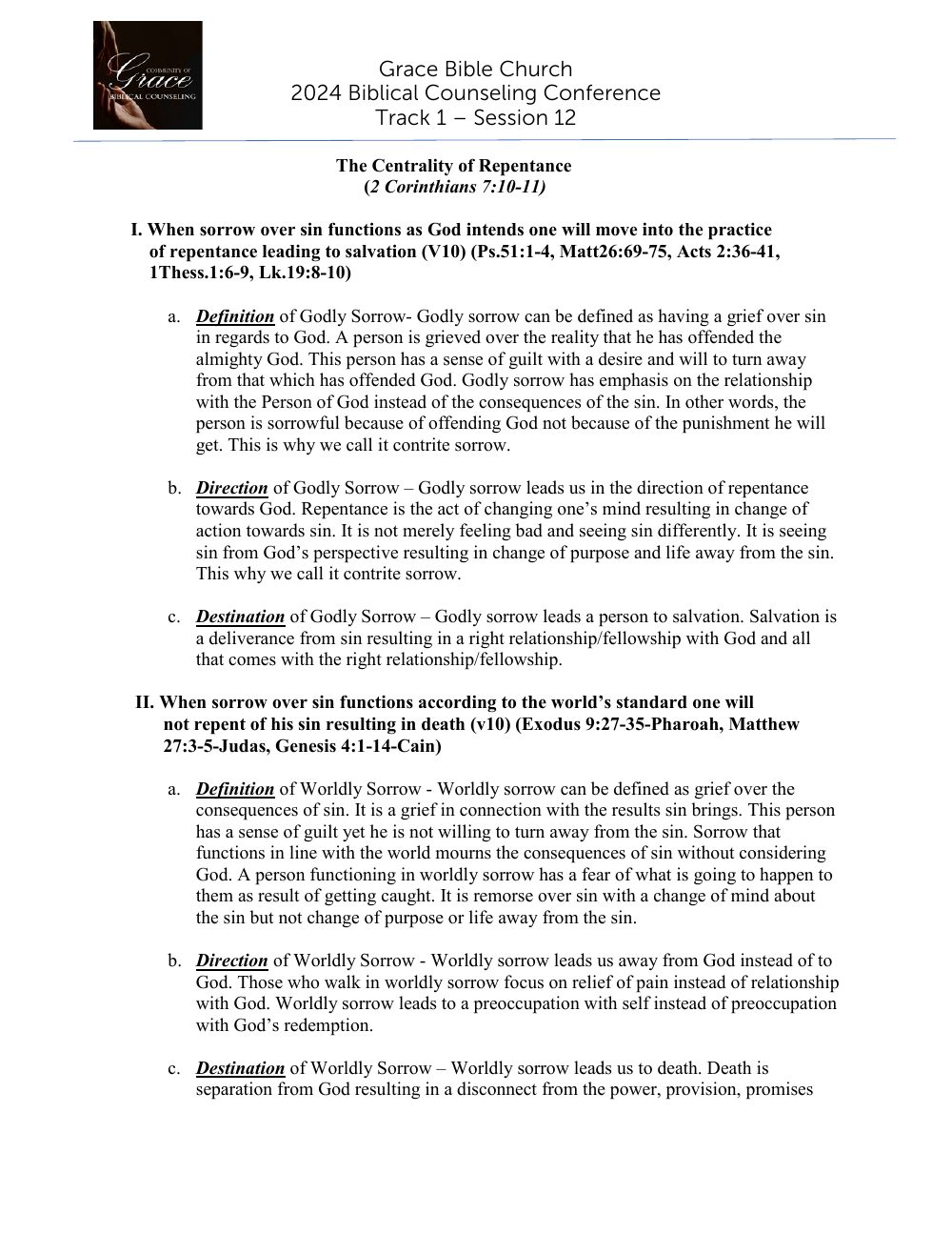 First page of The Centrality of Repentance