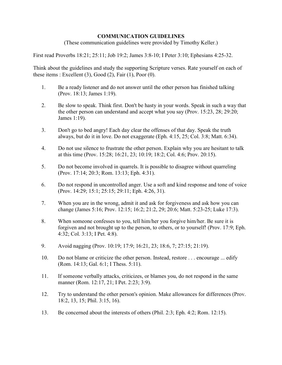 First page of Communication Guidelines