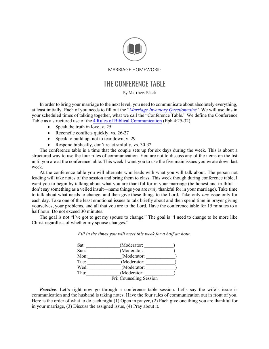 First page of The Conference Table in Marriage