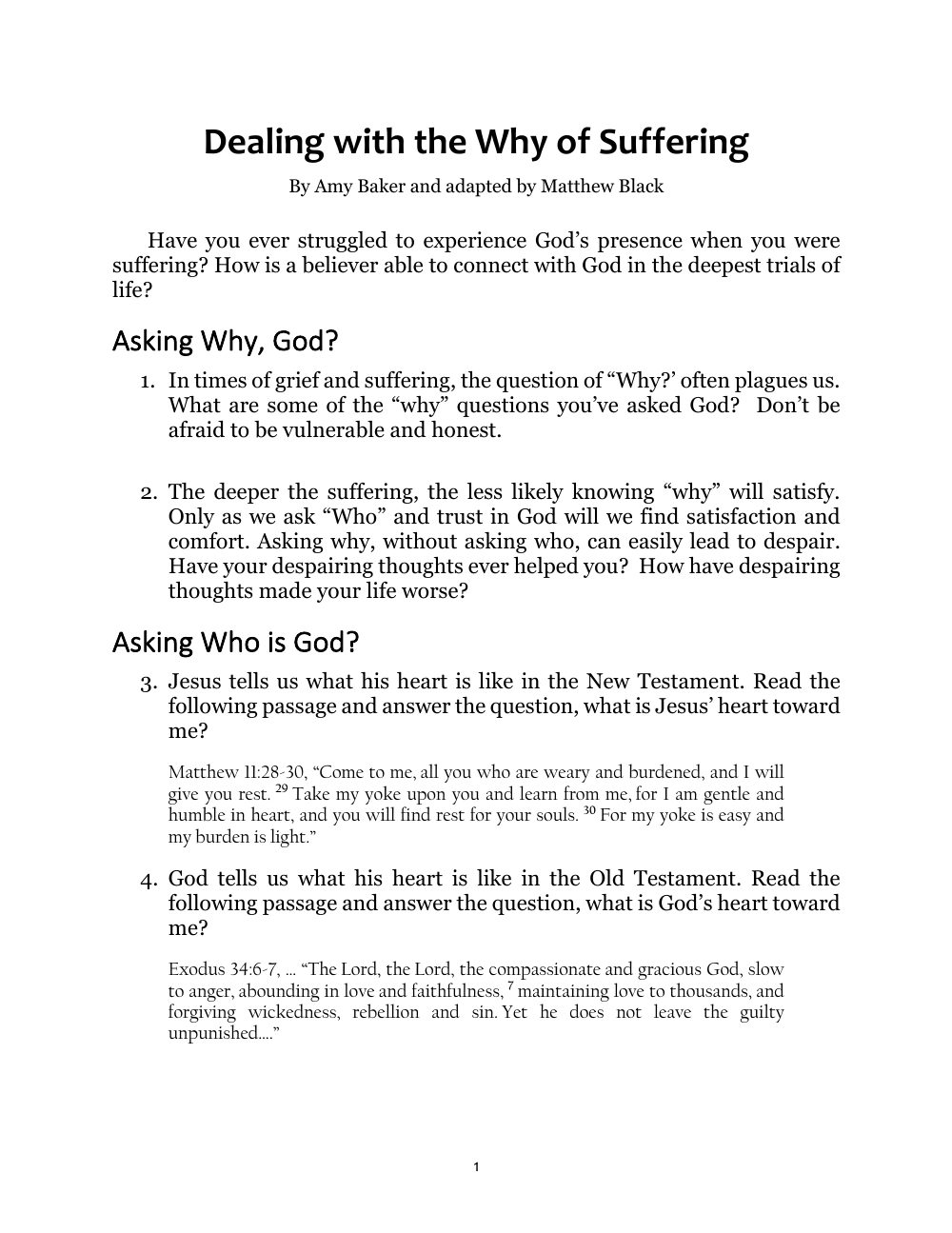 First page of Dealing with the Why of Suffering