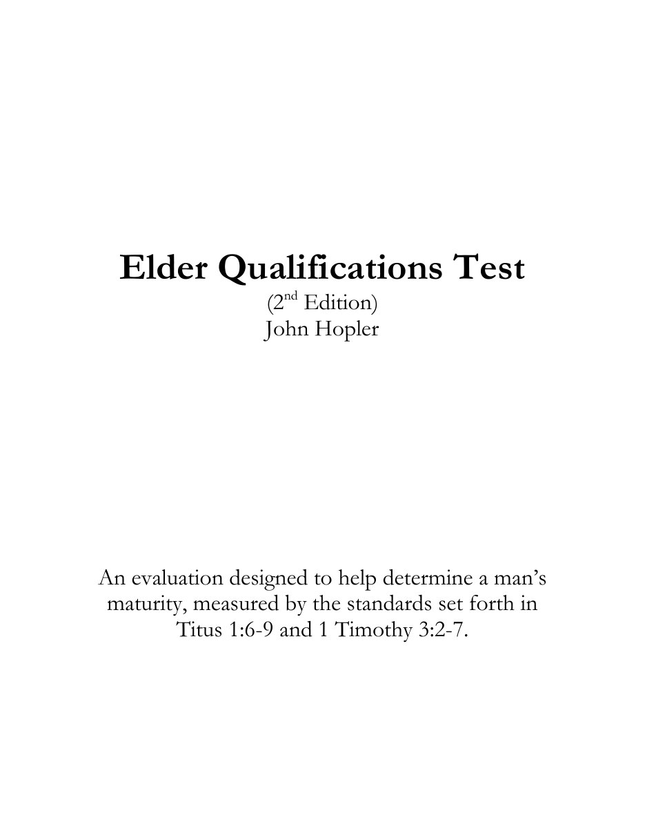 First page of Elder Qualification Test