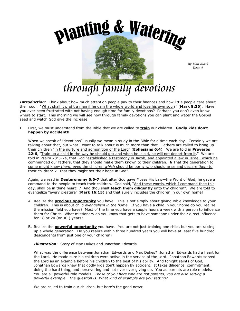First page of Family Devotions