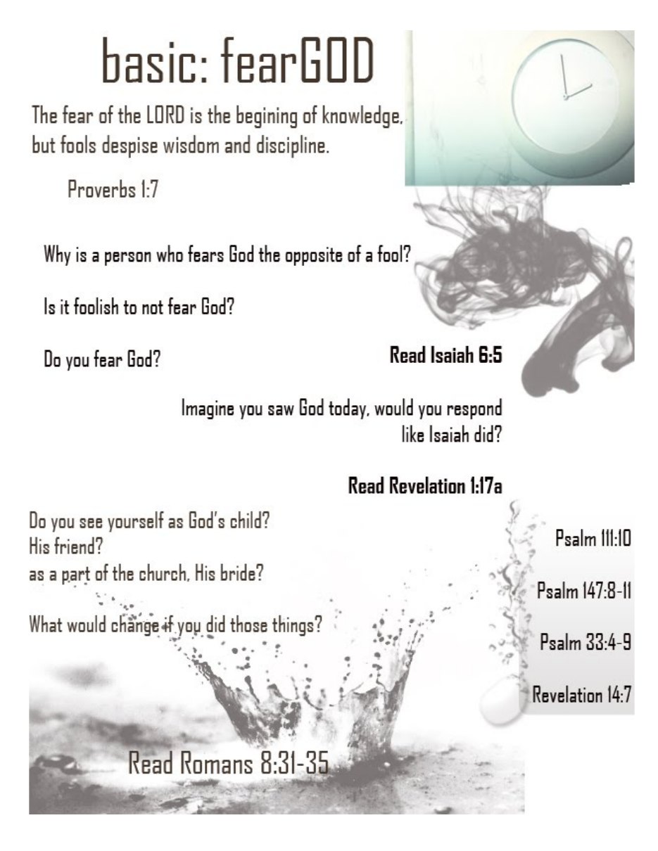 First page of Fear of the Lord Study