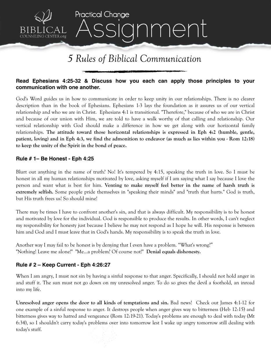 First page of Five Rules of Biblical Communication