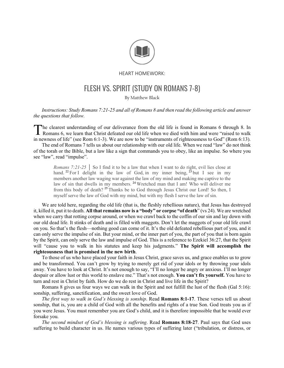First page of Flesh vs. Spirit