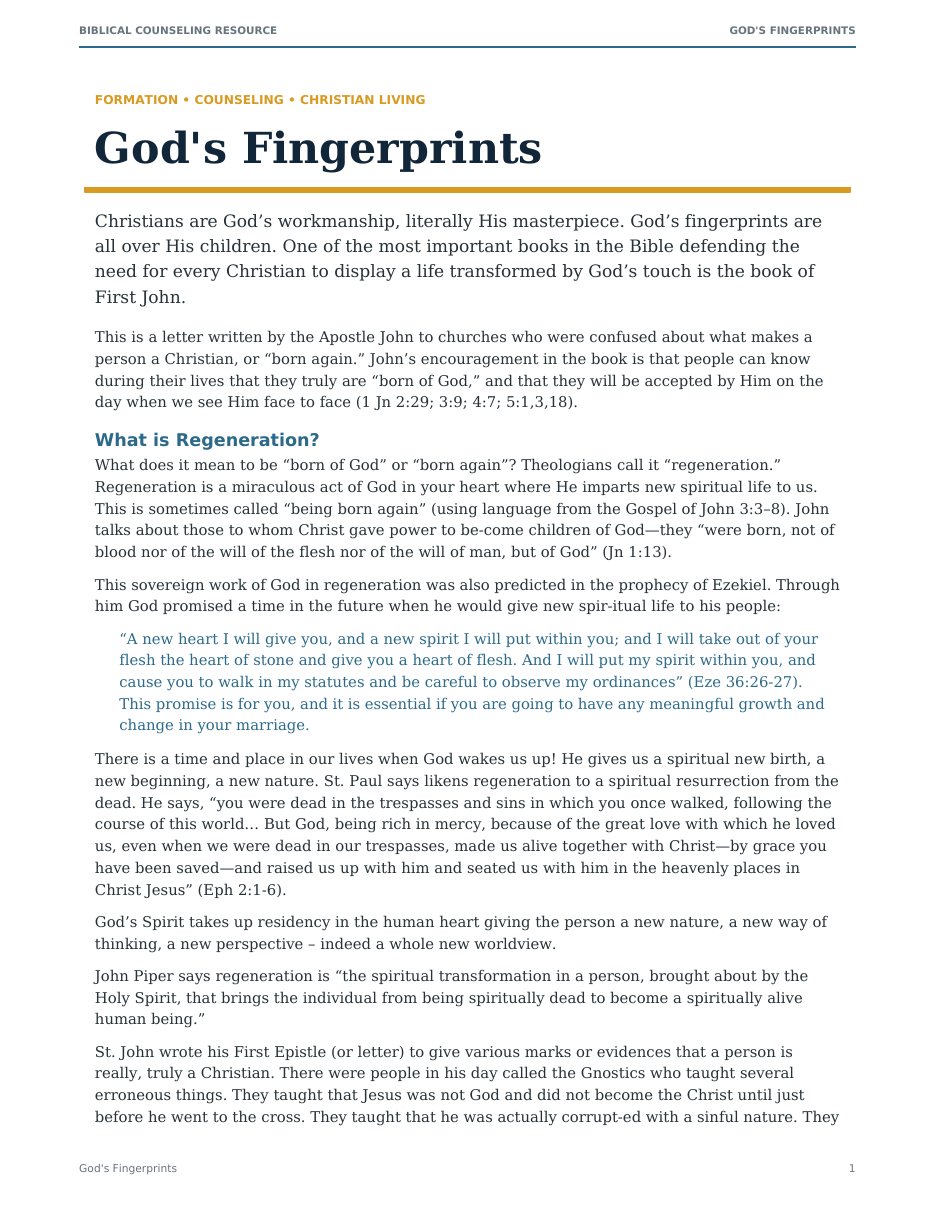 First page of God’s Fingerprints