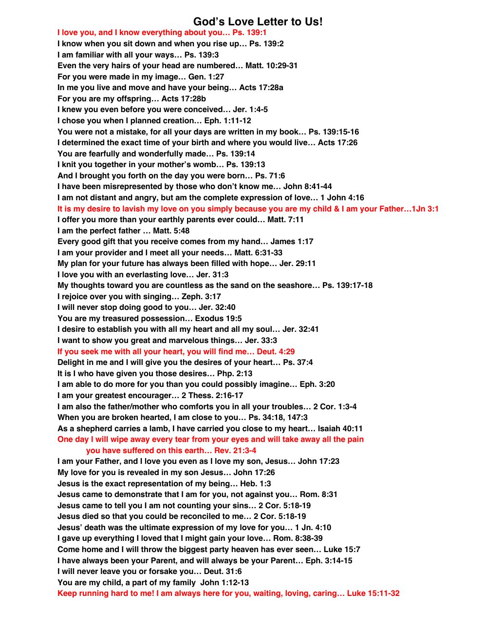 First page of God’s Love Letter to Us