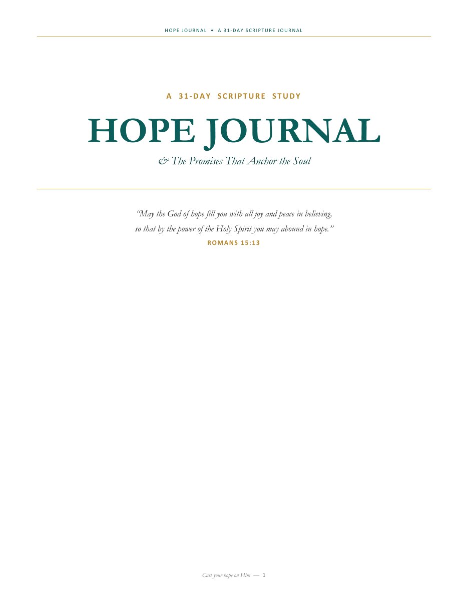 First page of The Hope Journal