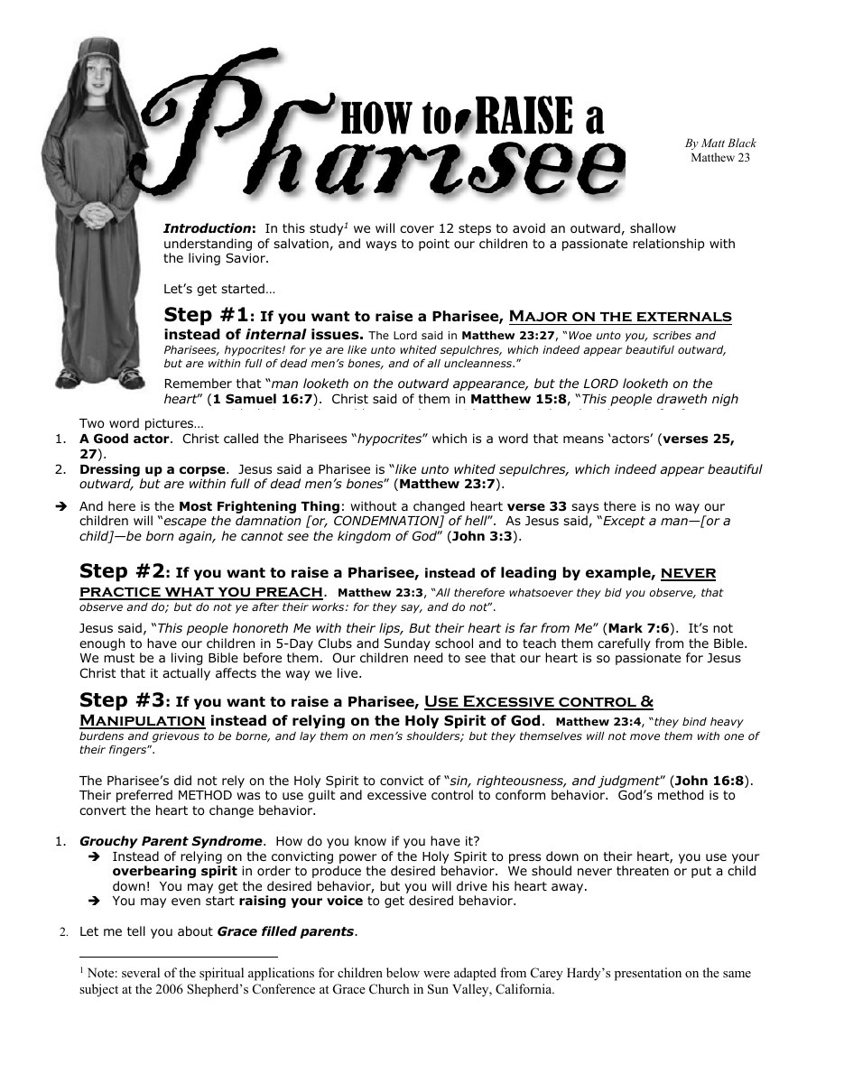 First page of How to Raise a Pharisee
