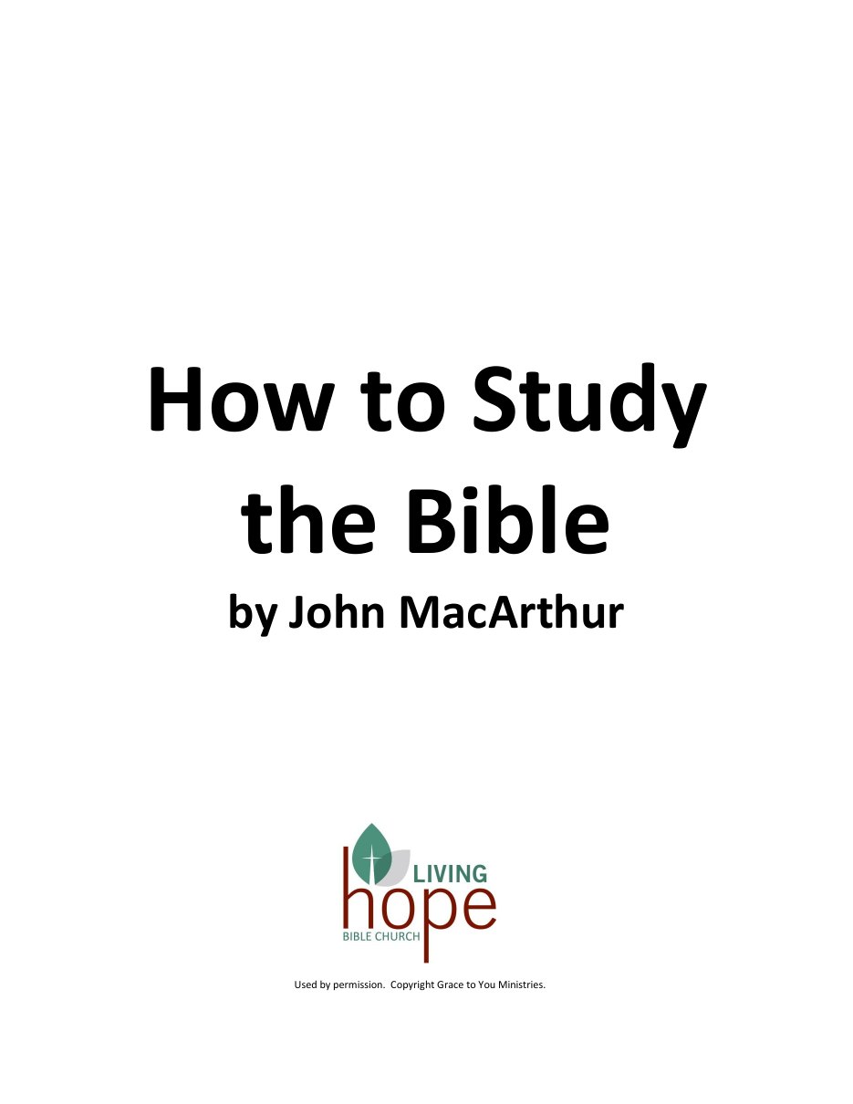 First page of How to Study the Bible