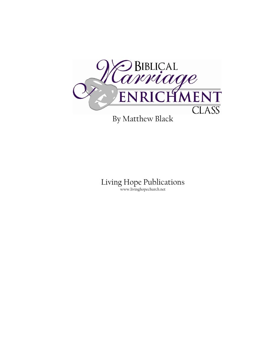 First page of Marriage Enrichment Book