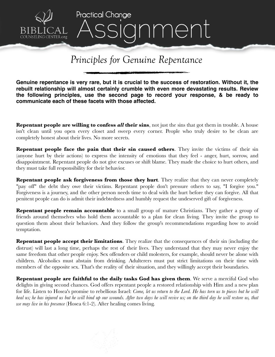 First page of Marriage Homework