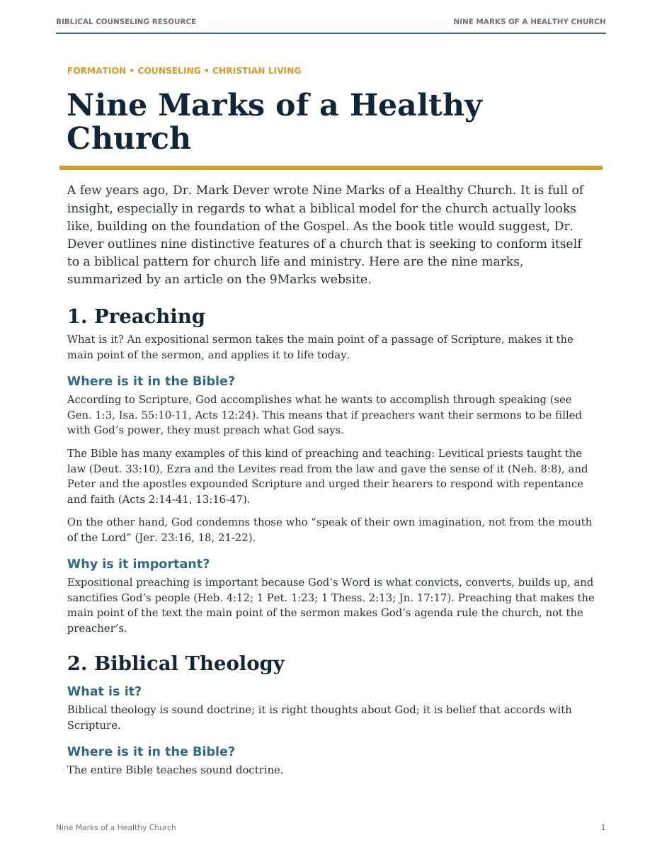 First page of Nine Marks of a Healthy Church