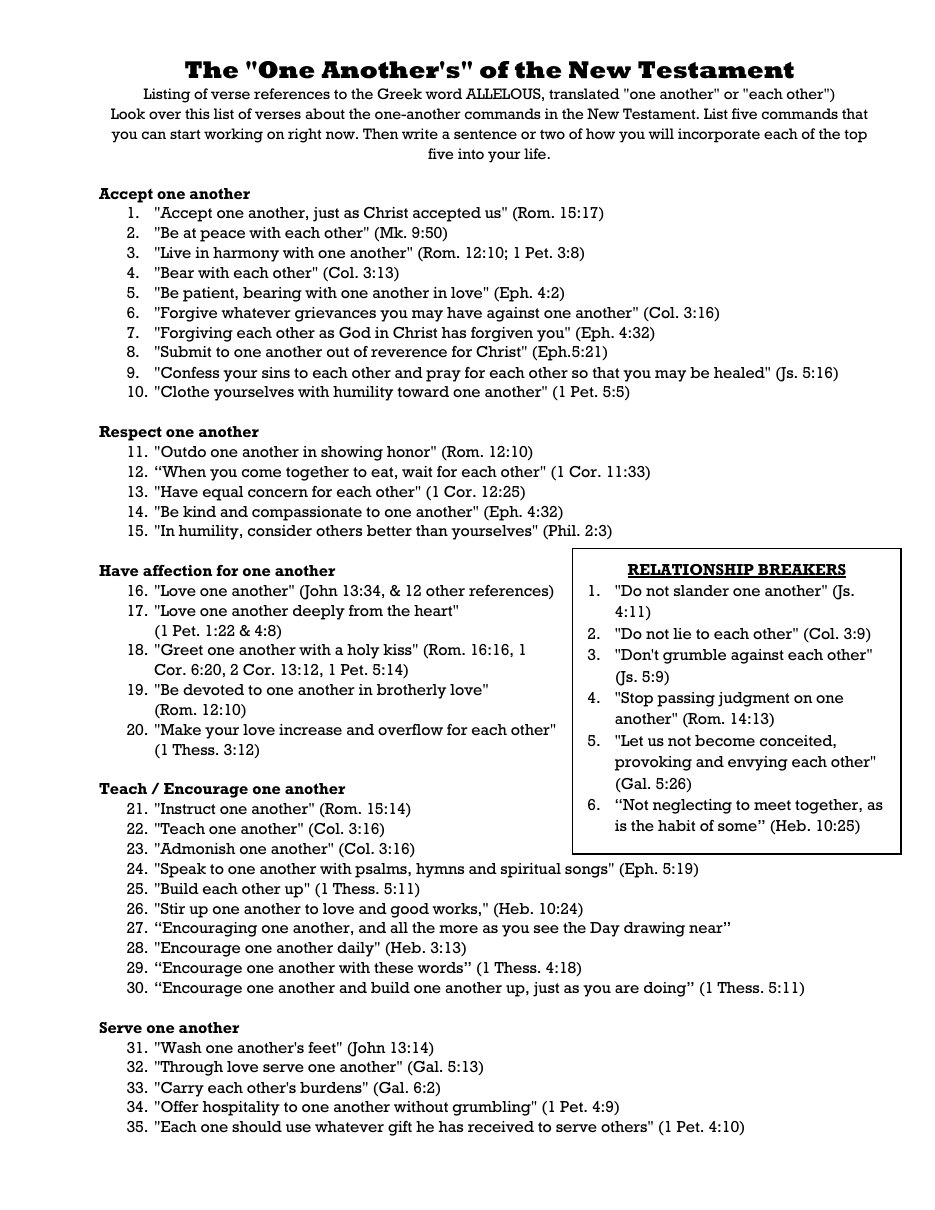 First page of The One Another Commands