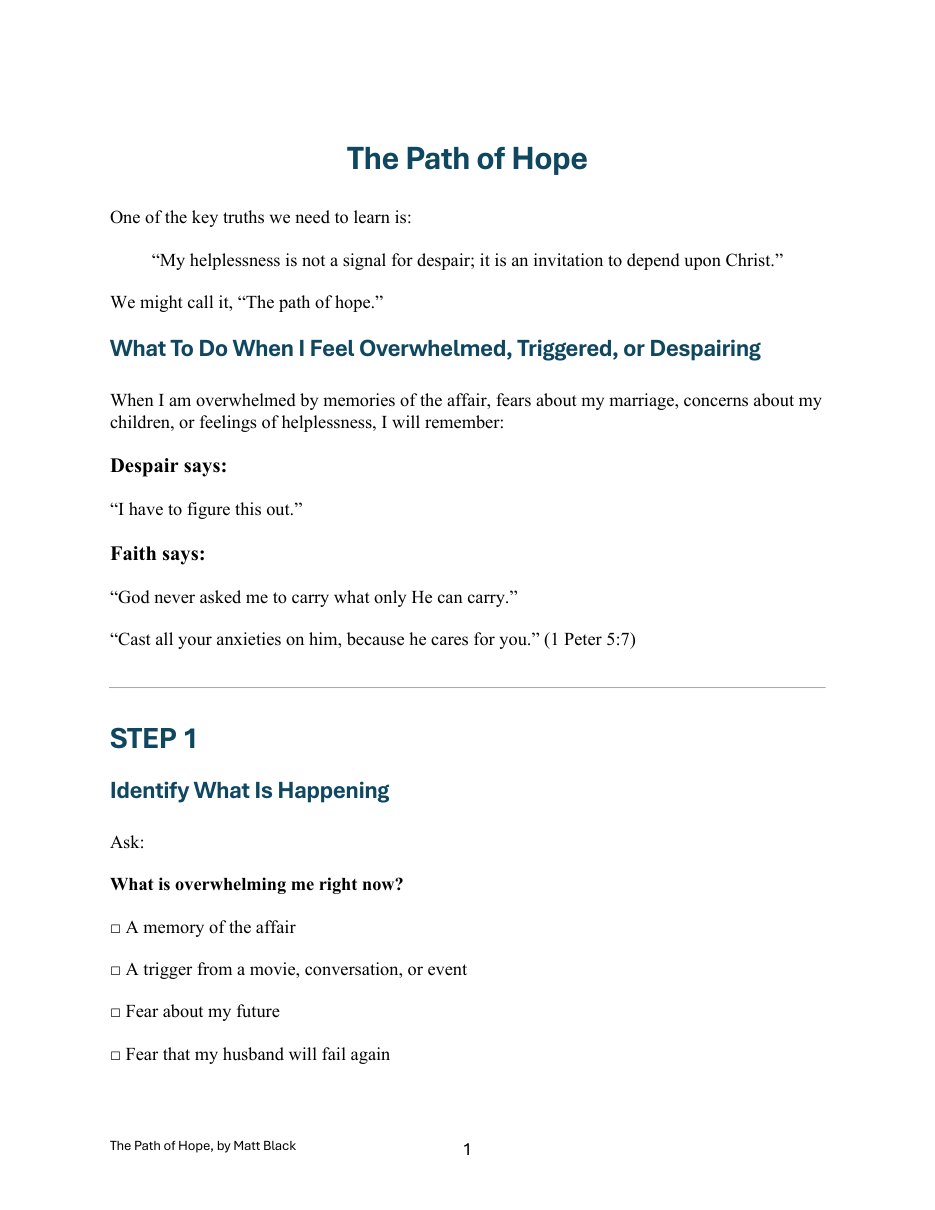 First page of The Path of Hope