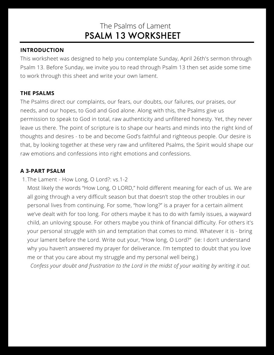 First page of Praying the Lament Psalms