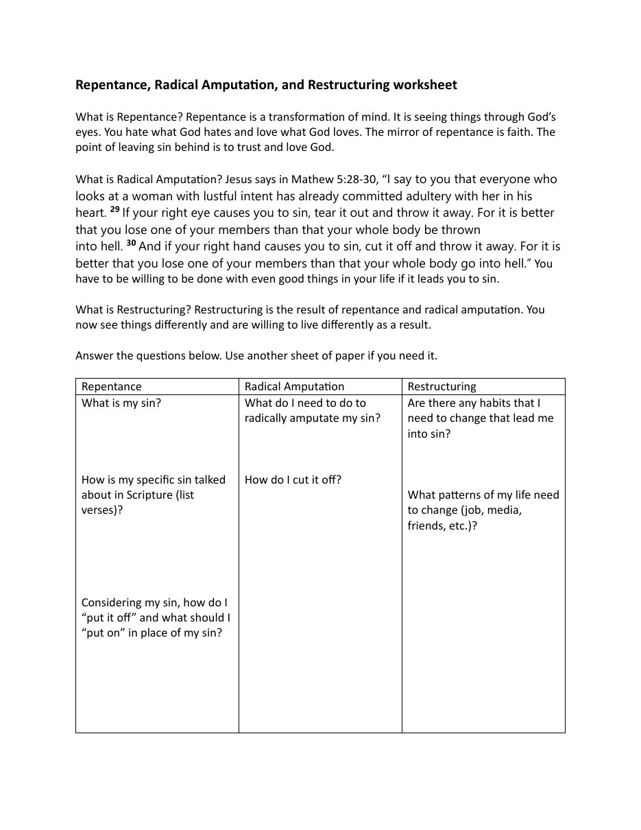First page of Repentance, Radical Amputation, and Restructuring