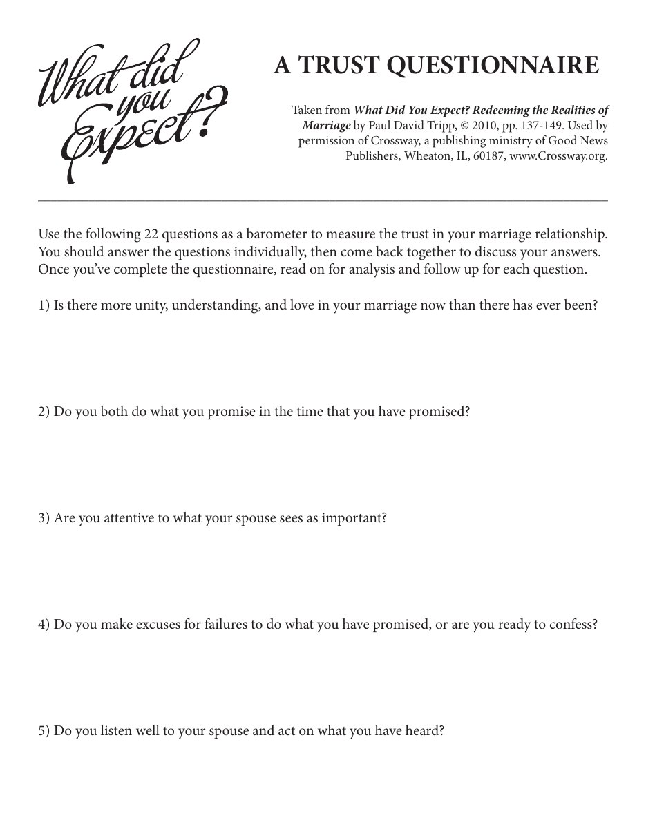 First page of Trust Questionnaire