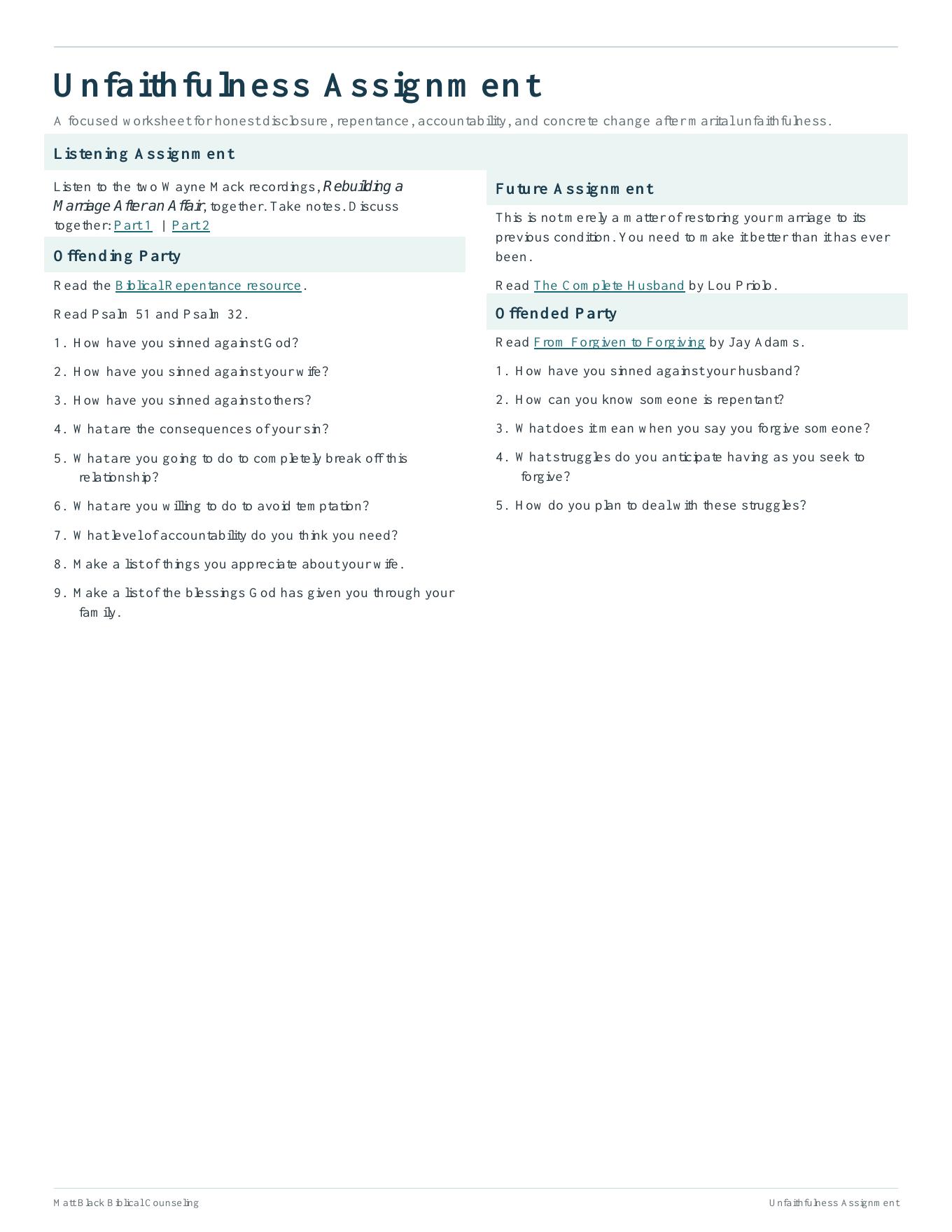 First page of Rebuilding a Marriage After an Affair